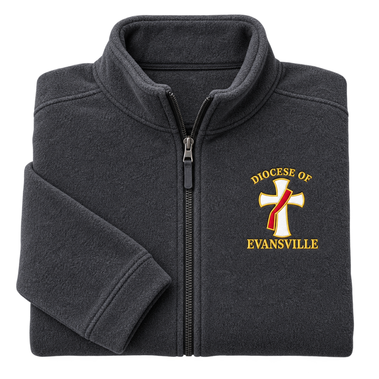 Illustrative jacket with a red-stole deacon cross embroidered in gold and white